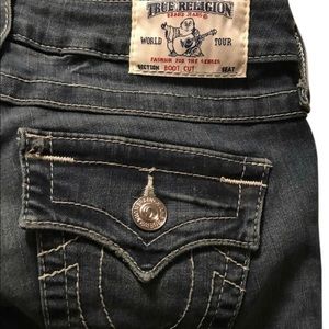 True Religion Dark Rinse Boot Cut Jeans